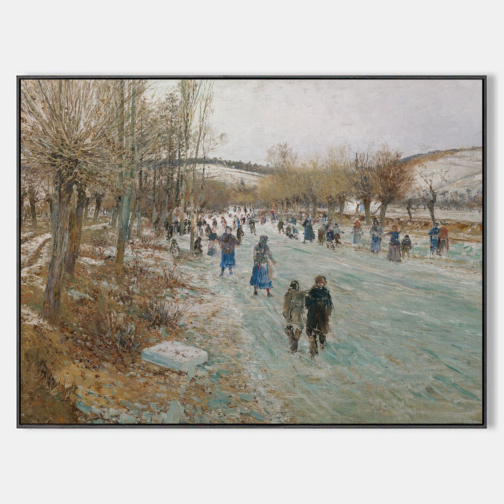 Ice Skaters on the Thaya near Lundenburg