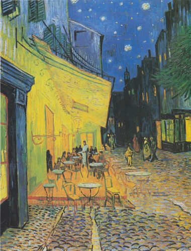 DIE CAFÉ-TERRASSE AUF DEM PLACE DE FORUM, ARLES, BEI NACHT